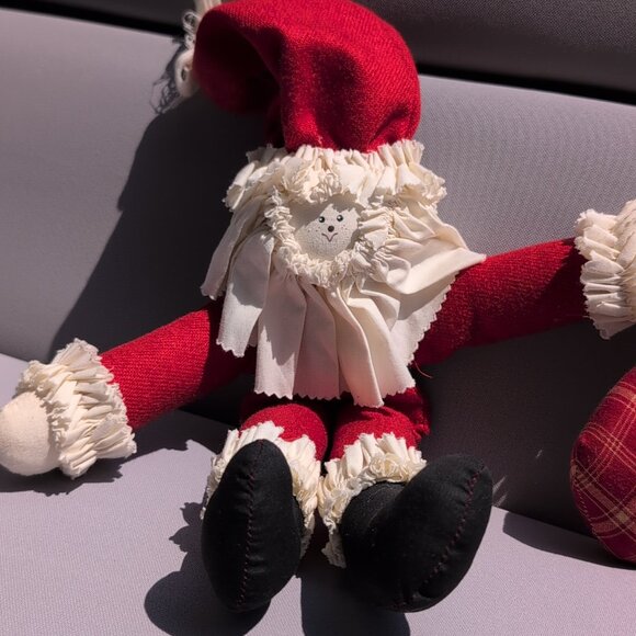 Vintage Handmade Santa Doll With Stocking Christmas Holiday - Picture 2 of 4